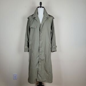 Vintage Banana Republic Coat Mens Medium Green Long Trench Outdoor Safari